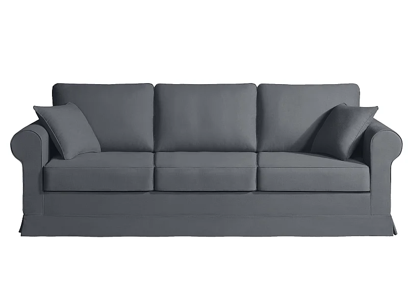 Canapé 5 pl COLME 230 cm fixe tissu Tradition Anthracite - 100% déhoussable - Fab. France