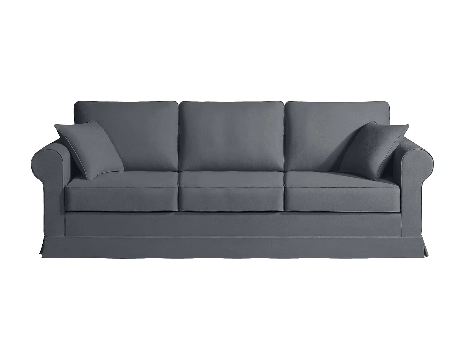 Canapé 5 pl COLME 230 cm fixe tissu Tradition Anthracite - 100% déhoussable - Fab. France