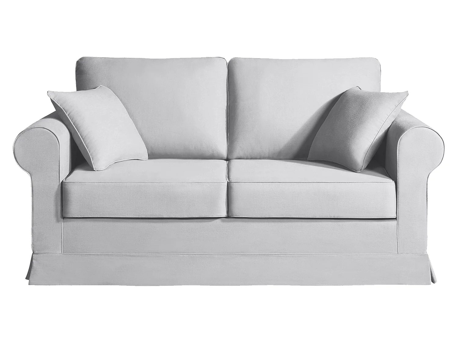 Canapé 2 pl COLME 170 cm fixe tissu Tradition Gris Clair - 100% déhoussable - Fab. France