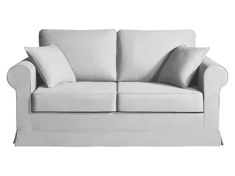 Canapé 2 pl COLME 170 cm fixe tissu Tradition Gris Clair - 100% déhoussable - Fab. France