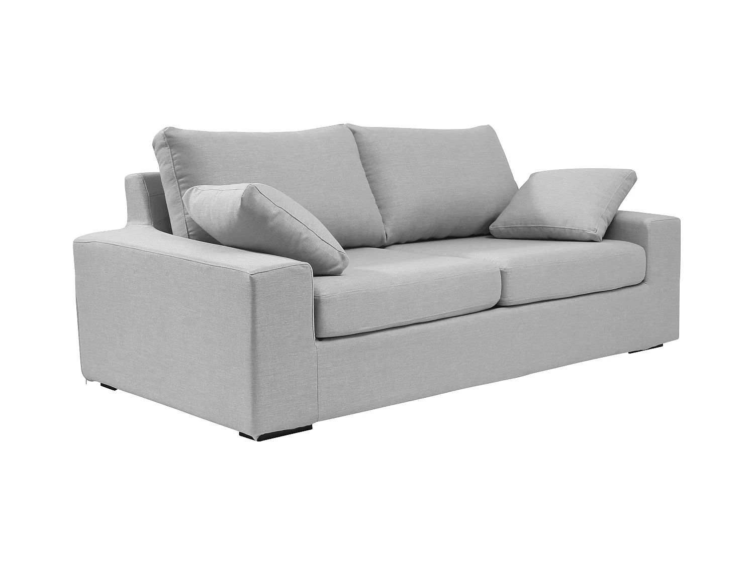 Canapé 3 pl DEULE 193 cm fixe tissu Tradition Gris Clair - 100% déhoussable - Fab. France