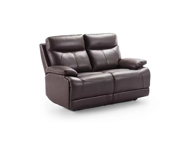 Canapé 2 places fixe cuir Bilbao Chocolat