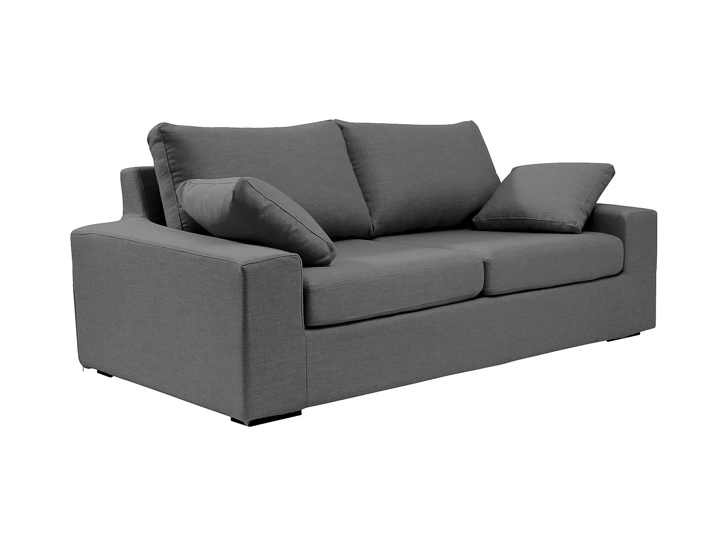 Canapé 3 pl DEULE 193 cm fixe tissu Tradition Anthracite - 100% déhoussable - Fab. France