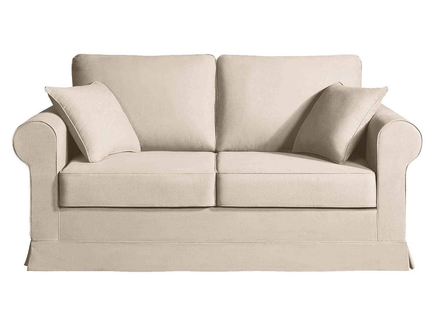 Canapé 2 pl COLME 170 cm fixe tissu Tradition Beige - 100% déhoussable - Fab. France