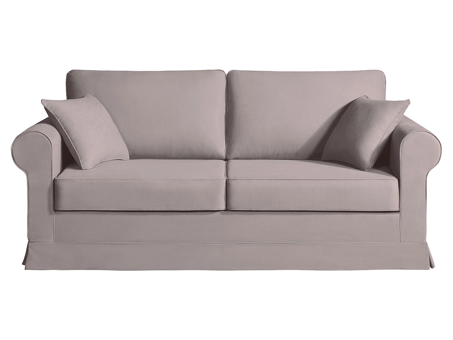 Canapé 3 pl COLME 190 cm fixe tissu Tradition Taupe - 100% déhoussable - Fab. France