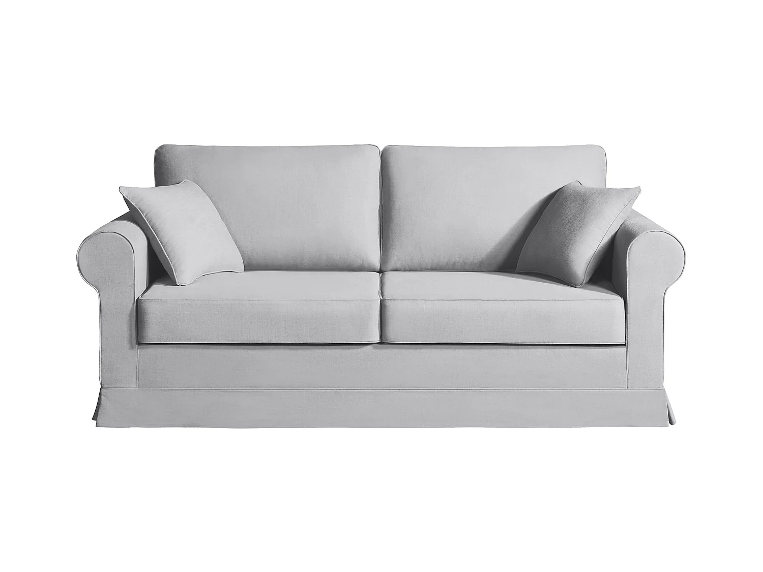 Canapé 3 pl COLME 190 cm fixe tissu Tradition Gris Clair - 100% déhoussable - Fab. France