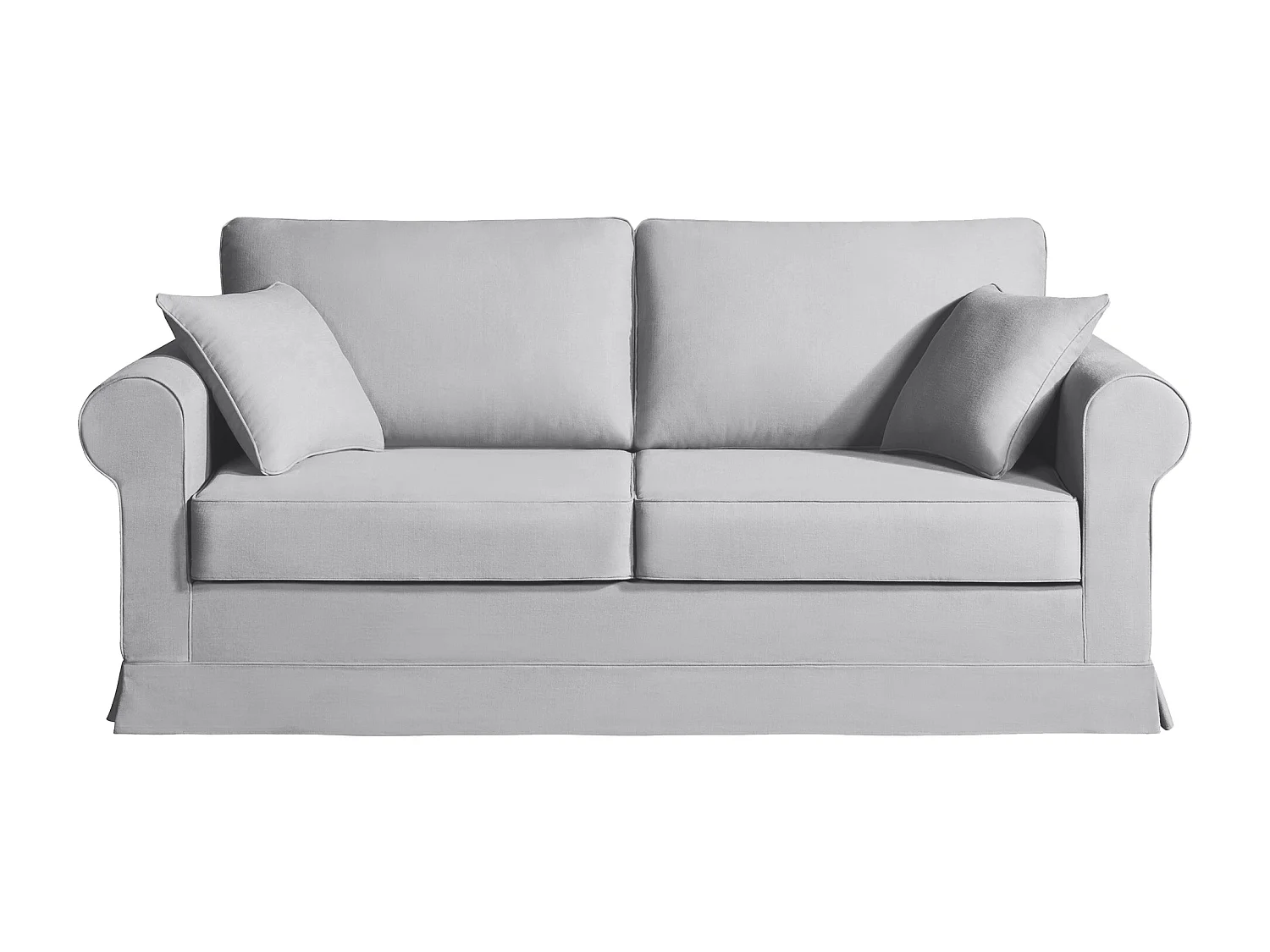 Canapé 3 pl COLME 190 cm fixe tissu Tradition Gris Clair - 100% déhoussable - Fab. France