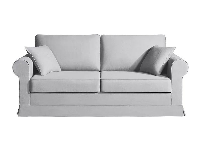 Canapé 3 pl COLME 190 cm fixe tissu Tradition Gris Clair - 100% déhoussable - Fab. France