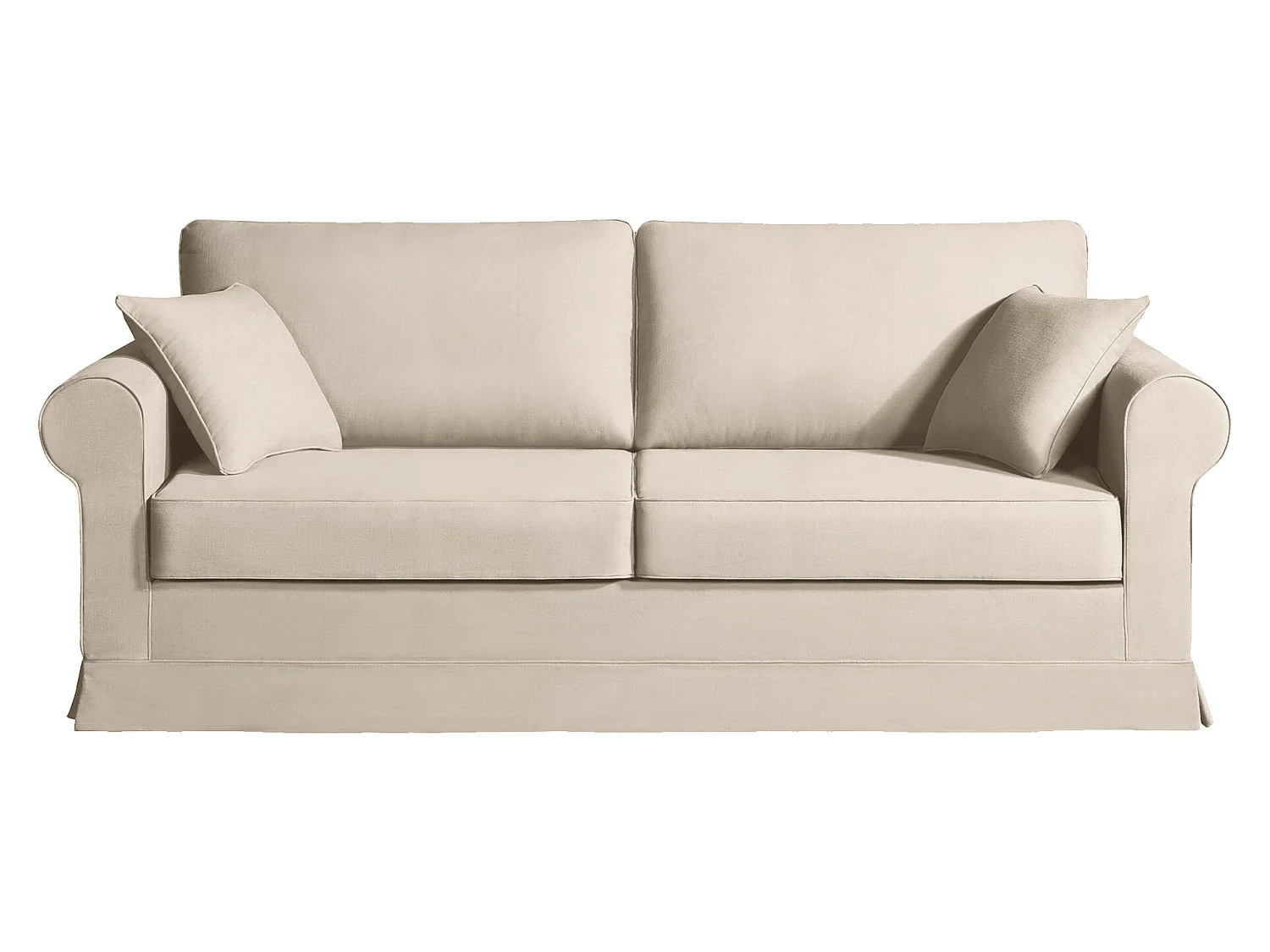 Canapé 4 pl COLME 210 cm fixe tissu Tradition Beige - 100% déhoussable - Fab. France