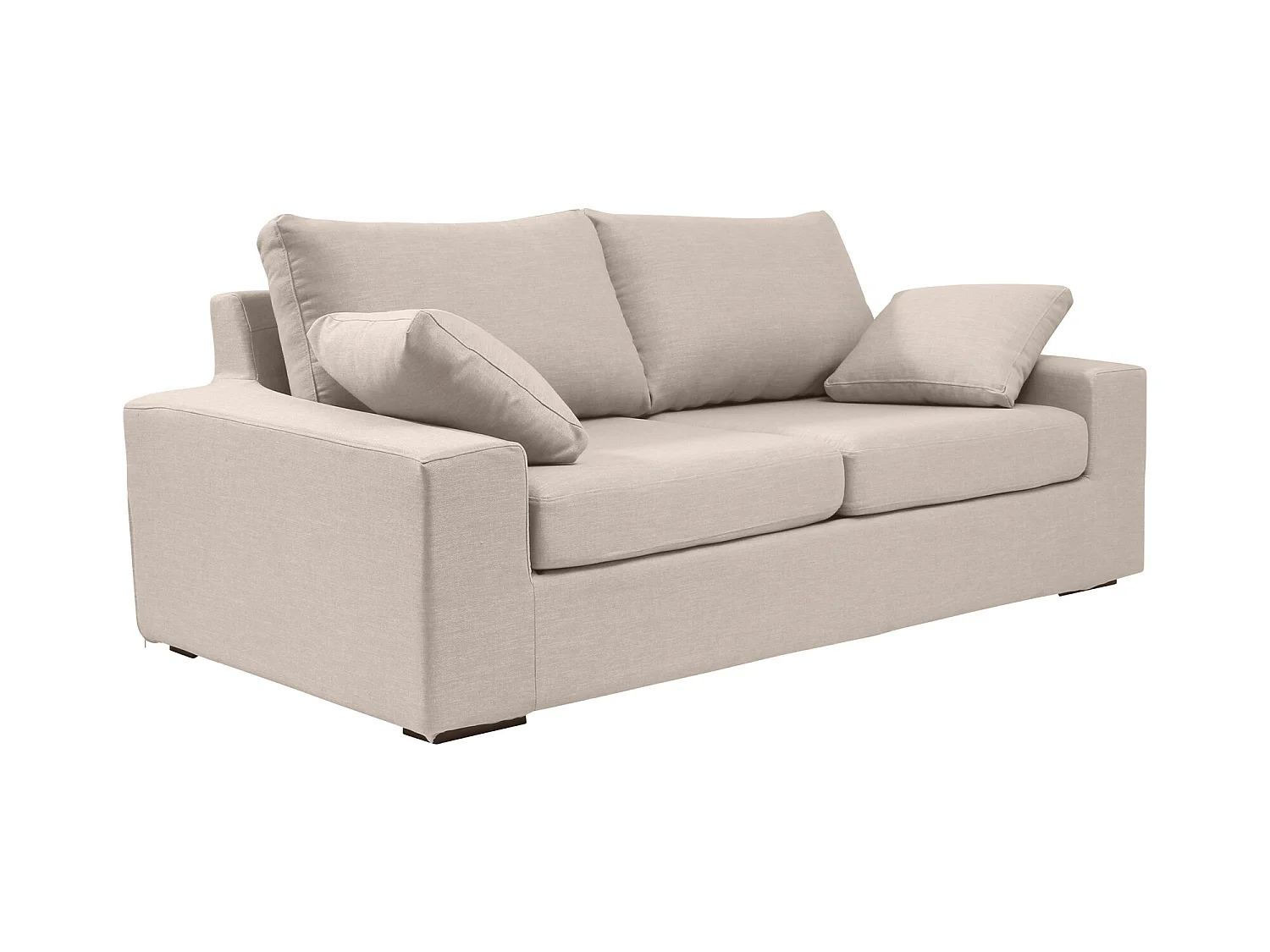 Canapé 3 pl DEULE 193 cm fixe tissu Tradition Beige - 100% déhoussable - Fab. France