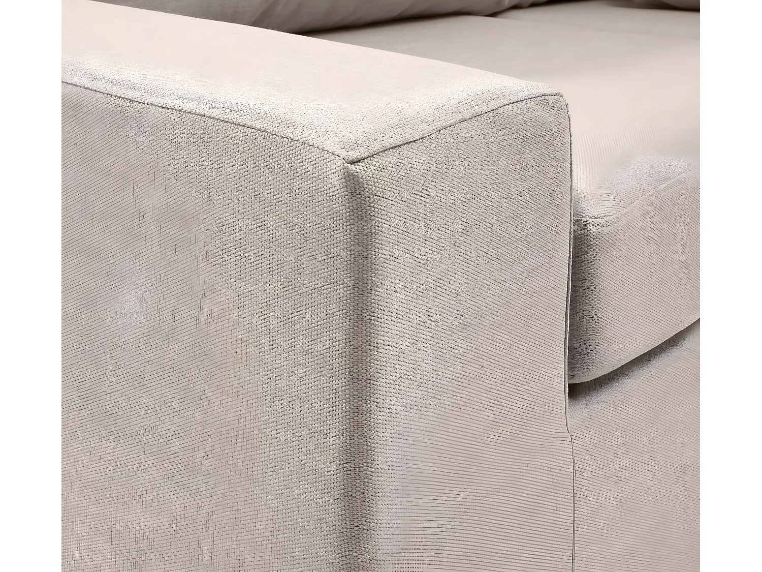 Canapé 3 pl DEULE 193 cm fixe tissu Tradition Beige - 100% déhoussable - Fab. France