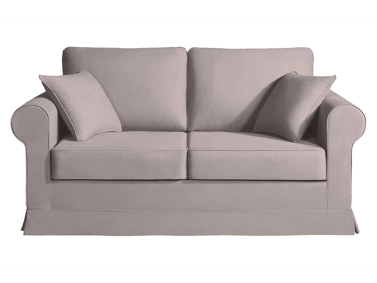 Canapé 2 pl COLME 170 cm fixe tissu Tradition Taupe - 100% déhoussable - Fab. France