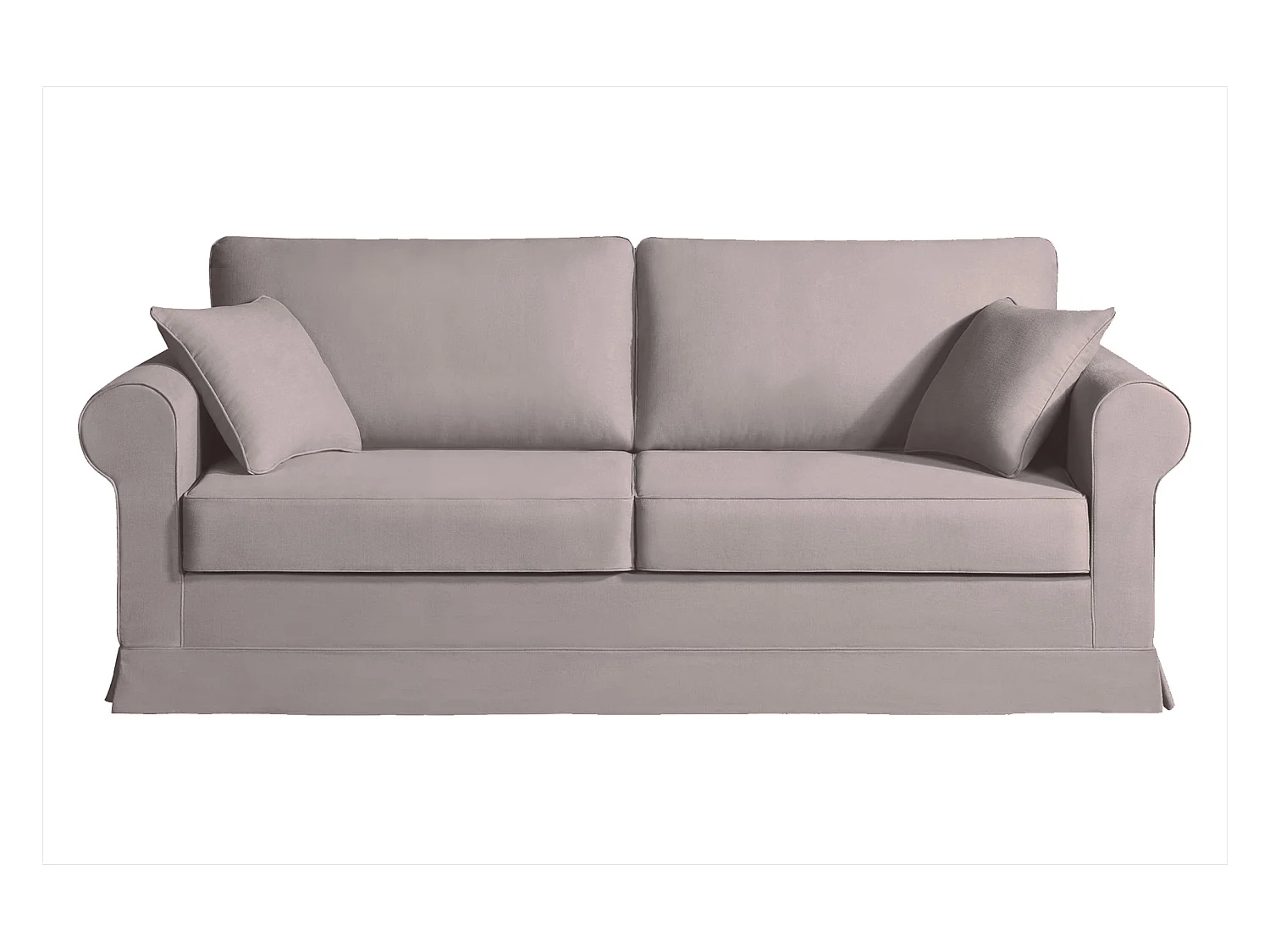Canapé 4 pl COLME 210 cm fixe tissu Tradition Taupe - 100% déhoussable - Fab. France