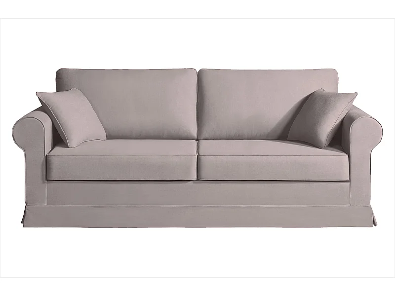 Canapé 4 pl COLME 210 cm fixe tissu Tradition Taupe - 100% déhoussable - Fab. France