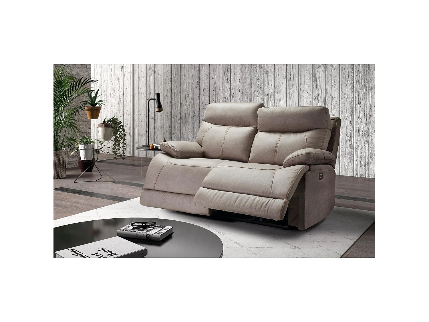 Canapé 2 places, 2 relax électriques Bilbao Gris