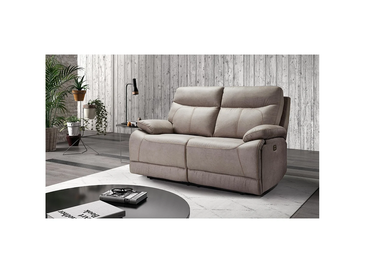 Canapé 2 places, 2 relax électriques Bilbao Gris