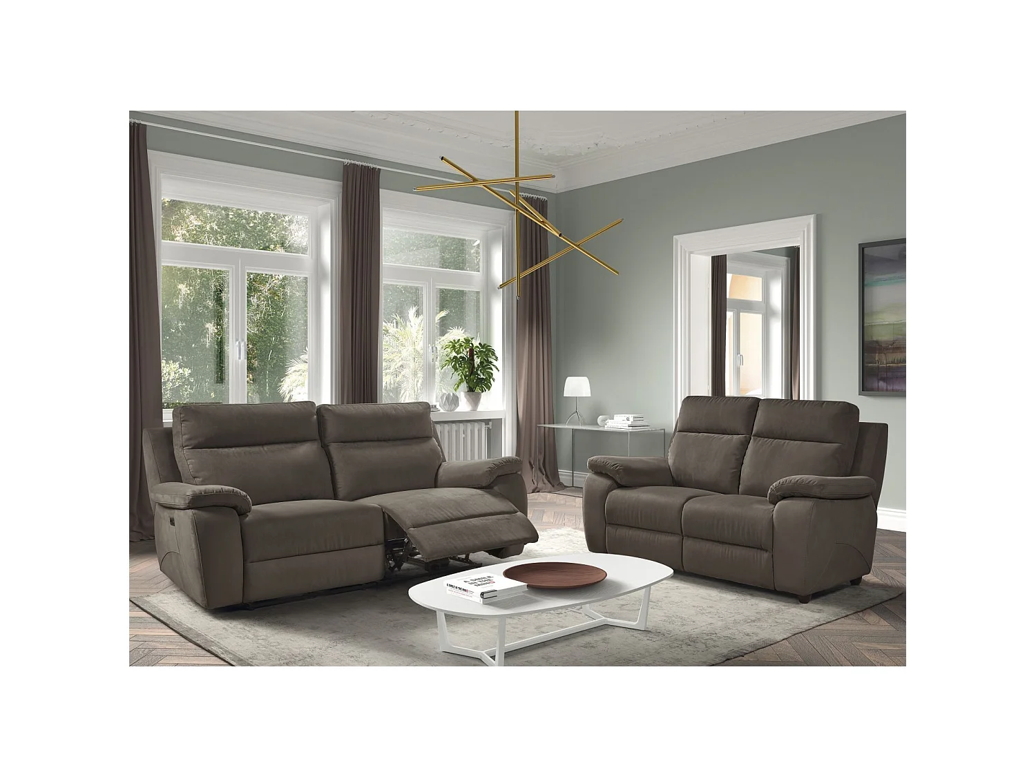 Canapé 3 places, 2 relax électriques Orense Marron