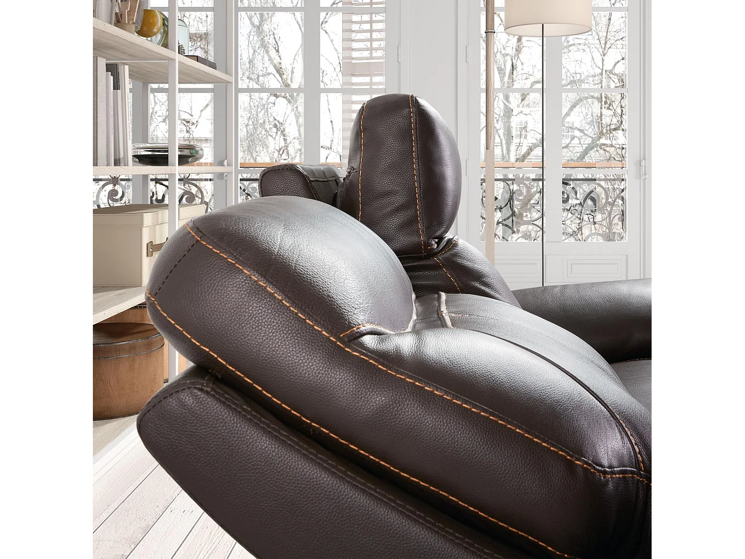 Canapé cuir 3 places, 2 relax électriques Bilbao Chocolat