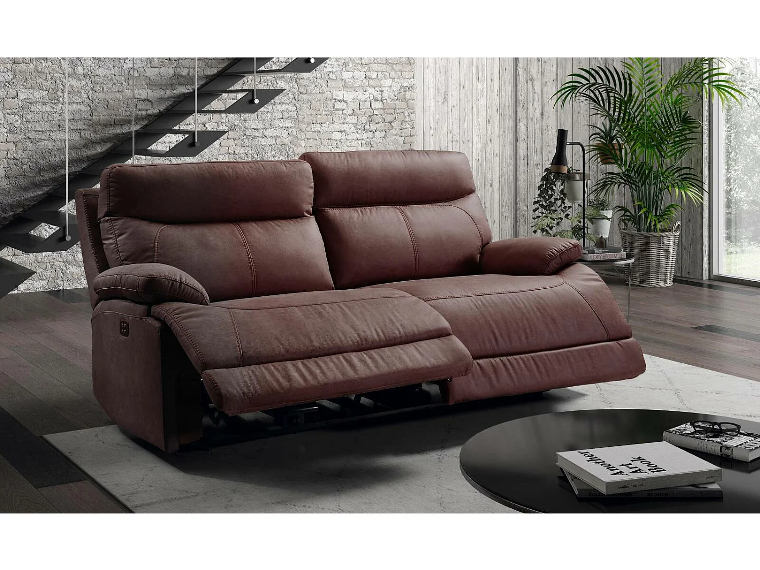 Canapé 2 places, 2 relax électriques Bilbao Marron