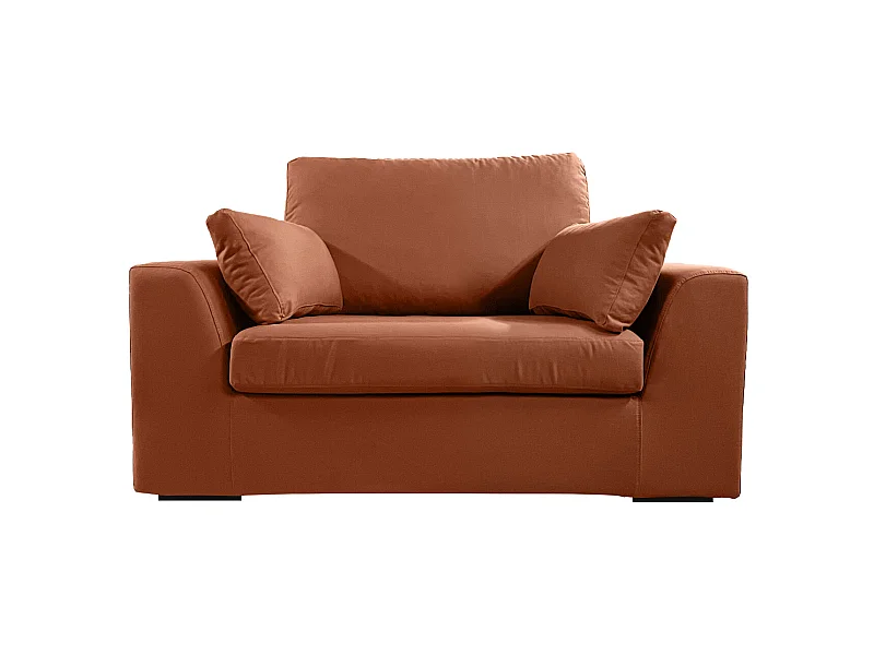 Fauteuil XL TRESSIN 145 cm fixe tissu coton Terracotta - 100% déhoussable - Fab. France