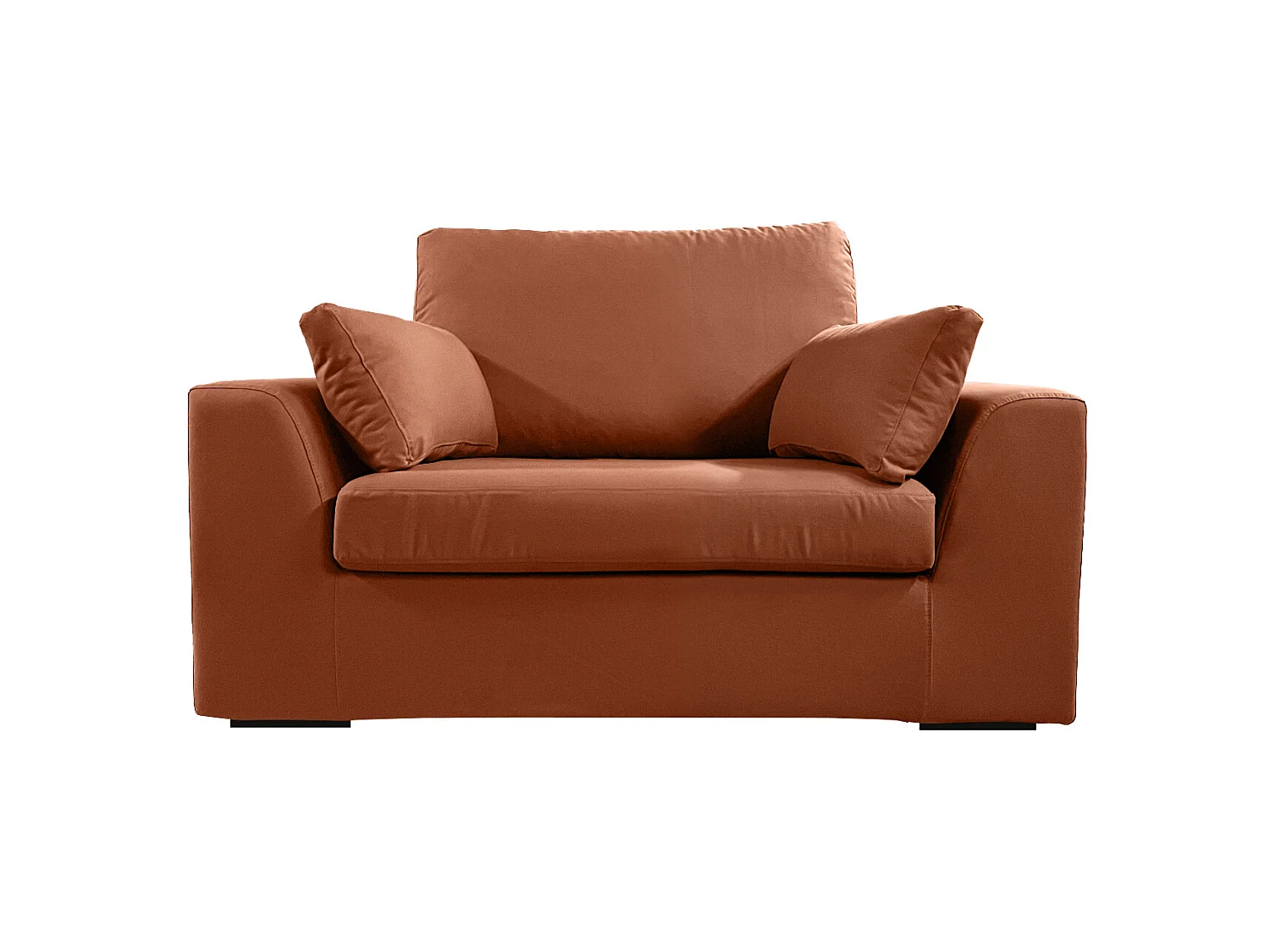 Fauteuil XL TRESSIN 145 cm fixe tissu coton Terracotta - 100% déhoussable - Fab. France