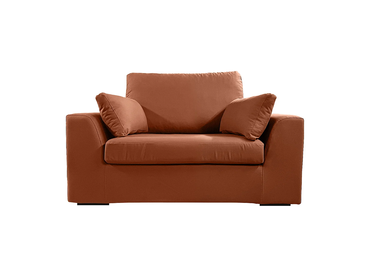 Fauteuil XL TRESSIN 145 cm fixe tissu coton Terracotta - 100% déhoussable - Fab. France