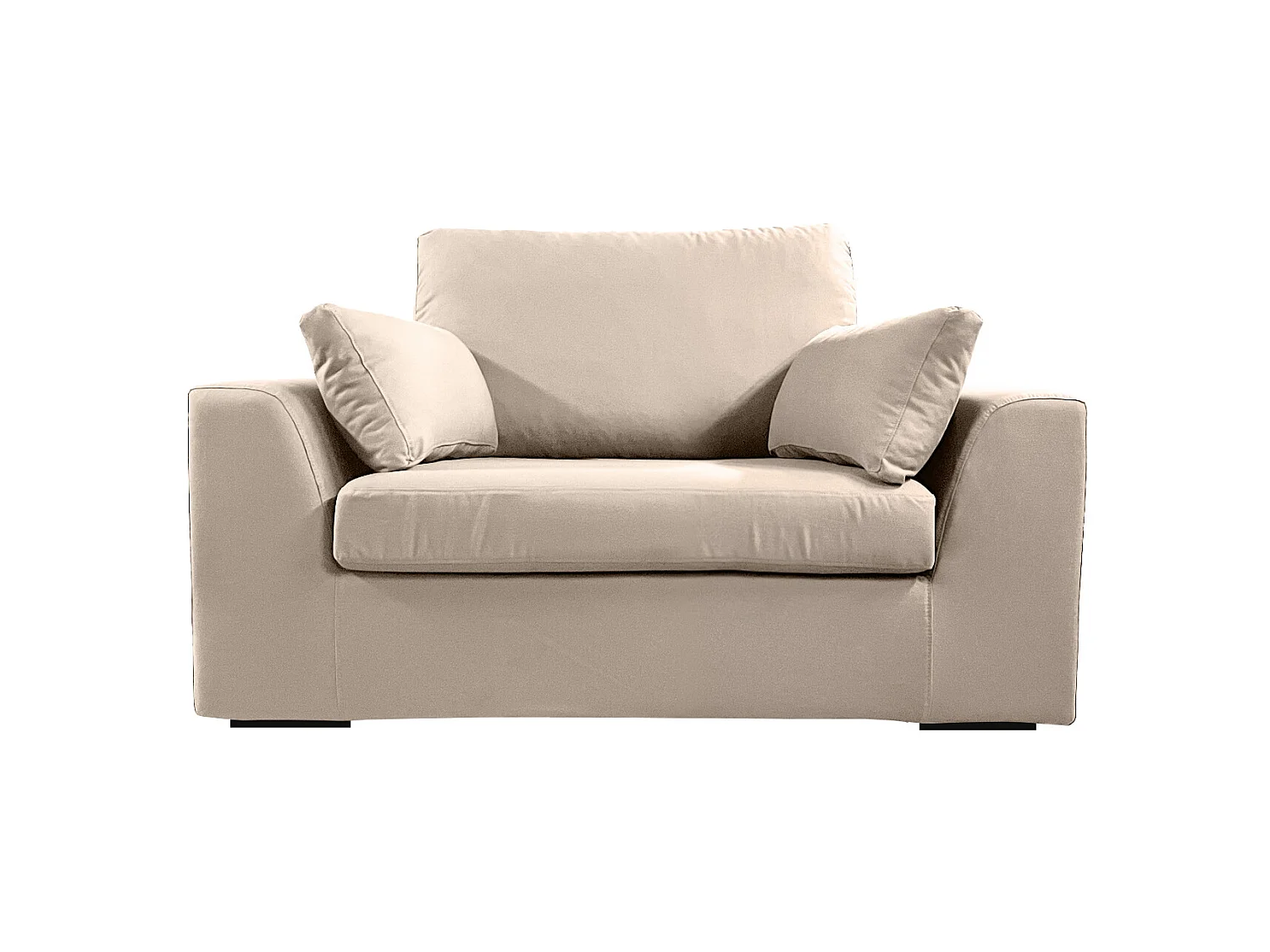 Fauteuil XL TRESSIN 145 cm fixe tissu coton Taupe - 100% déhoussable - Fab. France