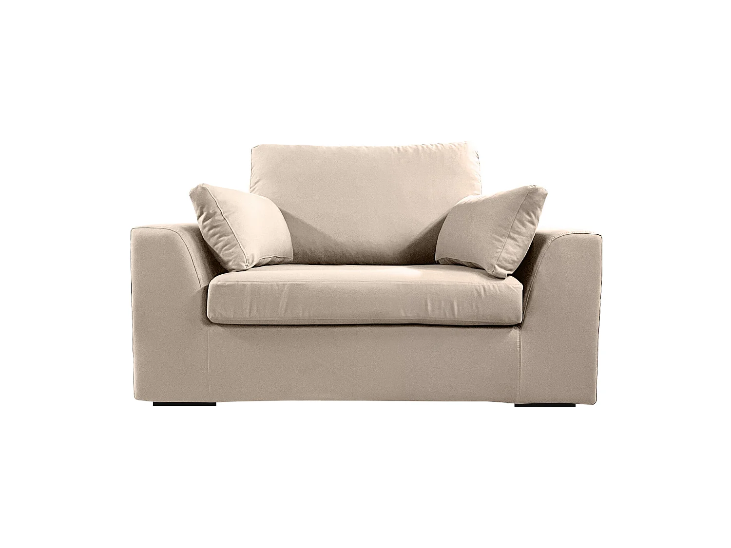 Fauteuil XL TRESSIN 145 cm fixe tissu coton Taupe - 100% déhoussable - Fab. France