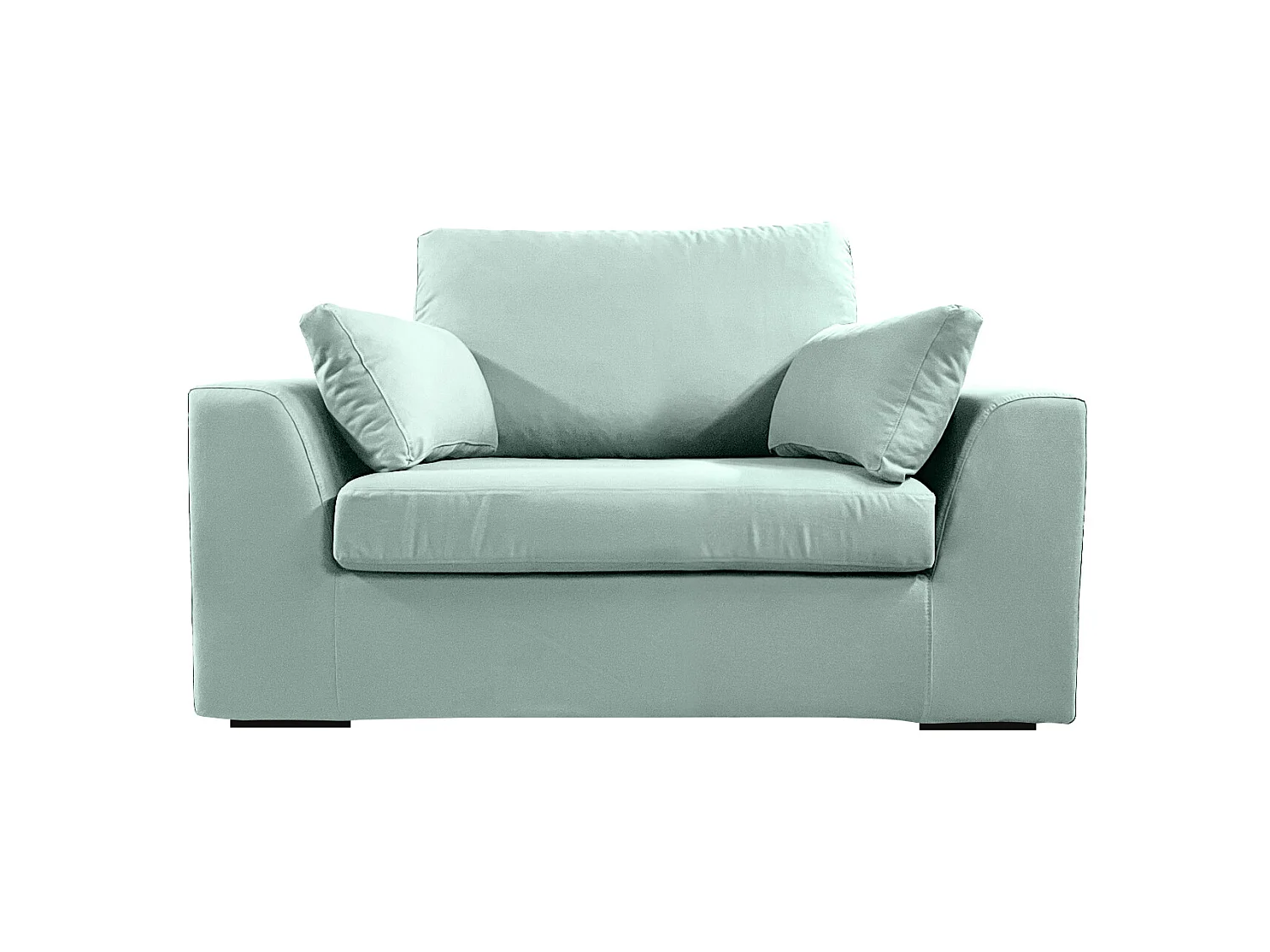 Fauteuil XL TRESSIN 145 cm fixe tissu coton Céladon - 100% déhoussable - Fab. France