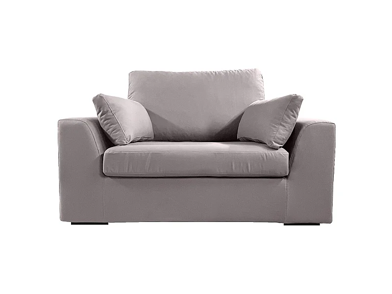 Fauteuil XL TRESSIN 145 cm fixe tissu coton Gris Clair - 100% déhoussable - Fab. France