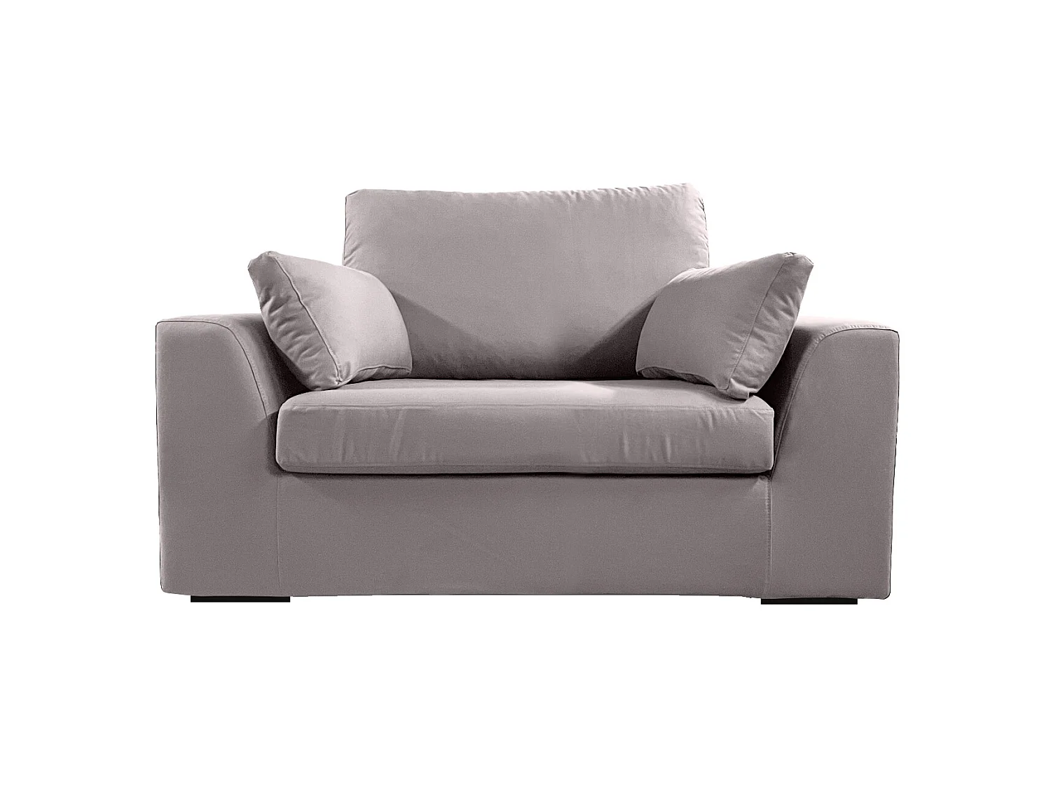 Fauteuil XL TRESSIN 145 cm fixe tissu coton Gris Clair - 100% déhoussable - Fab. France