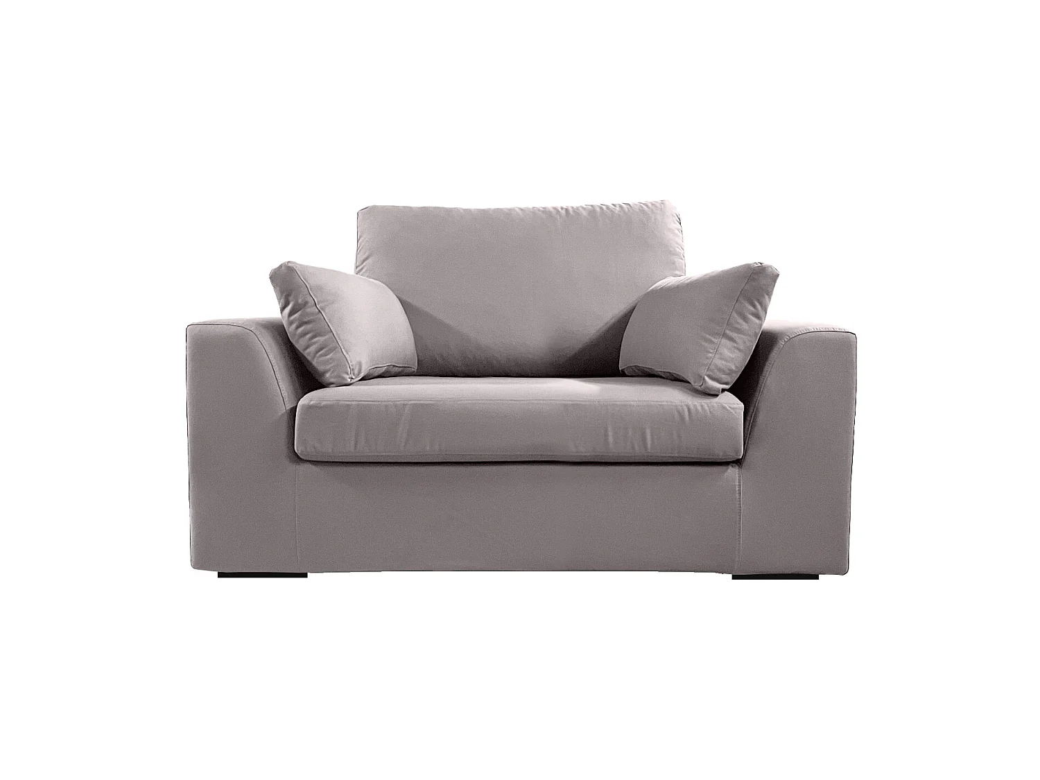 Fauteuil XL TRESSIN 145 cm fixe tissu coton Gris Clair - 100% déhoussable - Fab. France