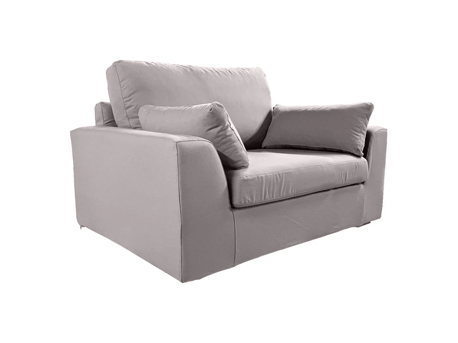 Fauteuil XL TRESSIN 145 cm fixe tissu coton Gris Clair - 100% déhoussable - Fab. France