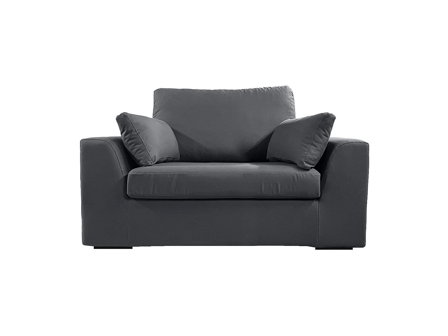 Fauteuil XL TRESSIN 145 cm fixe tissu coton Anthracite - 100% déhoussable - Fab. France