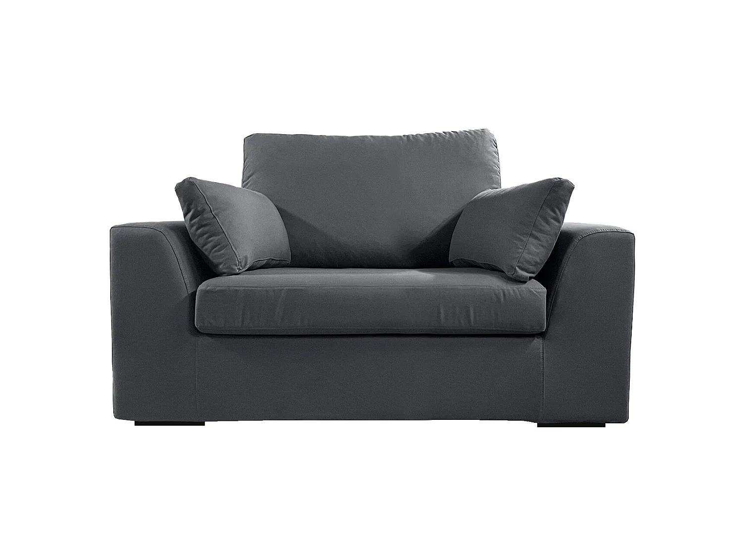Fauteuil XL TRESSIN 145 cm fixe tissu coton Anthracite - 100% déhoussable - Fab. France
