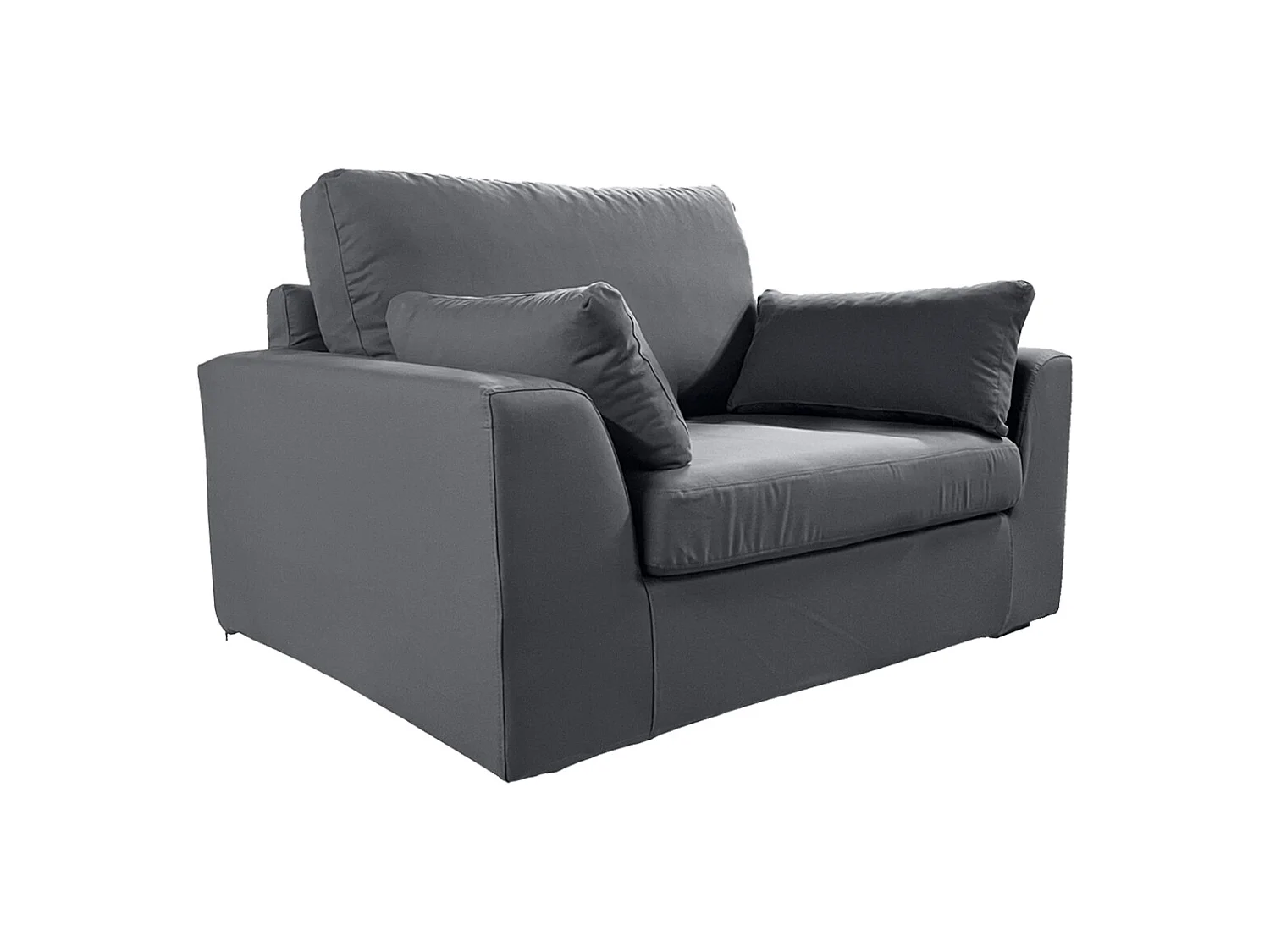 Fauteuil XL TRESSIN 145 cm fixe tissu coton Anthracite - 100% déhoussable - Fab. France