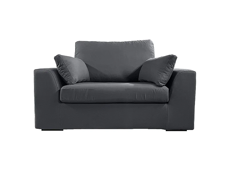 Fauteuil XL TRESSIN 145 cm fixe tissu coton Anthracite - 100% déhoussable - Fab. France