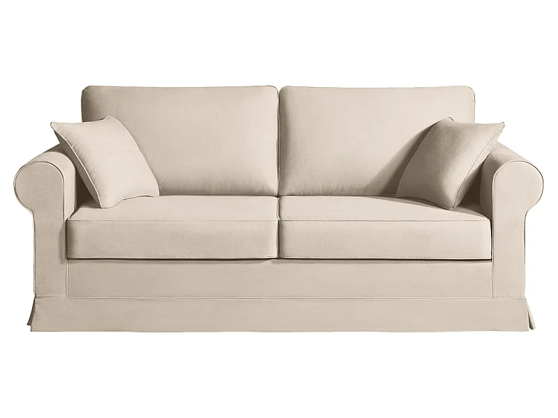 Convertible 14 cm HR 35kg/m³ canapé 3 pl COLME 200 cm tissu Tradition Beige