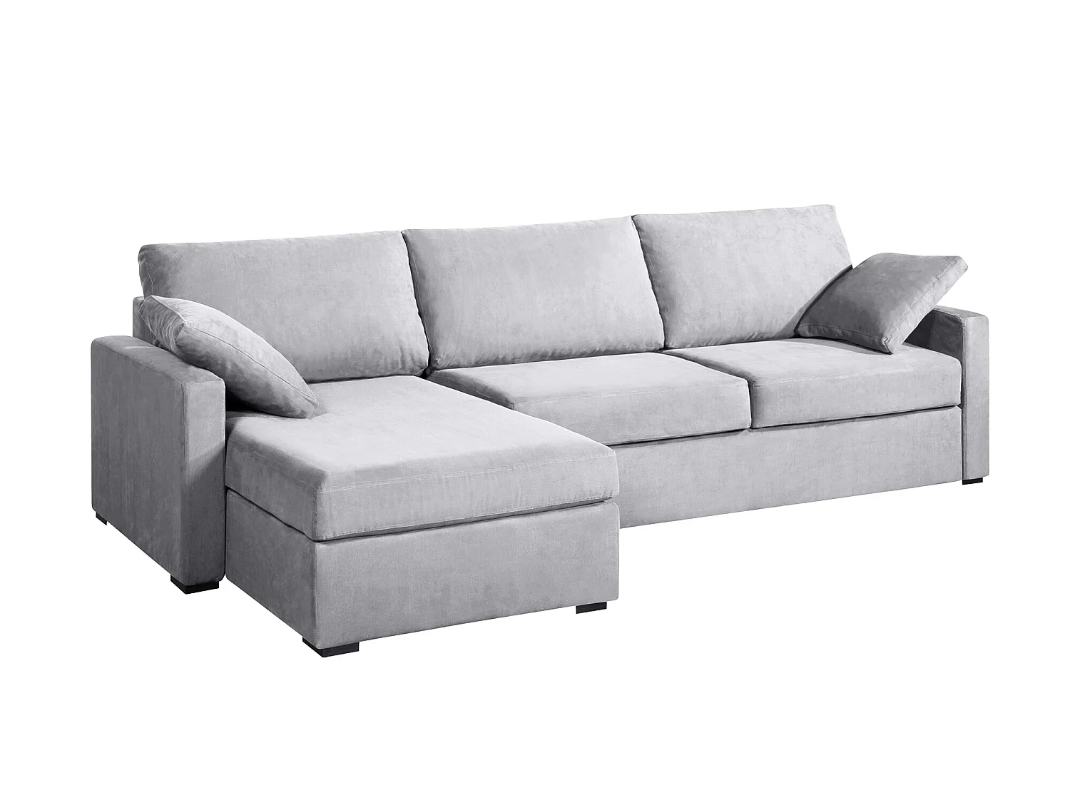 Canapé d'angle convertible 14 cm LYS 260x160 cm Tradition Gris Clair - Fab. en France