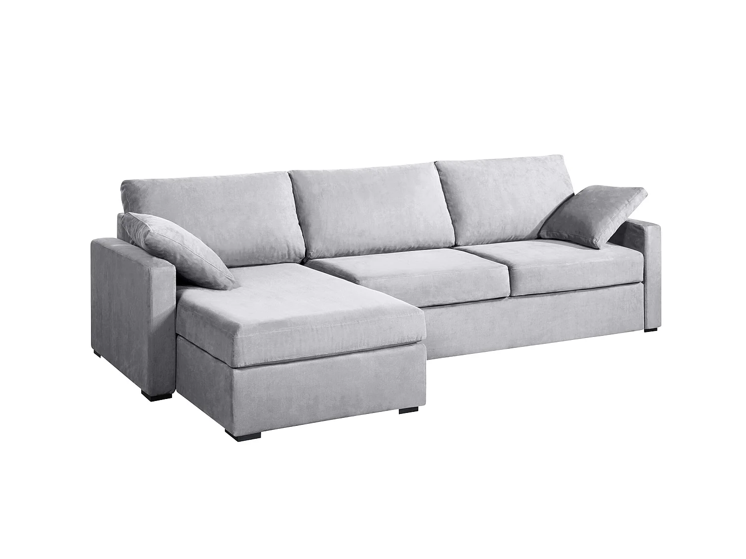 Canapé d'angle convertible 14 cm LYS 260x160 cm Tradition Gris Clair - Fab. en France