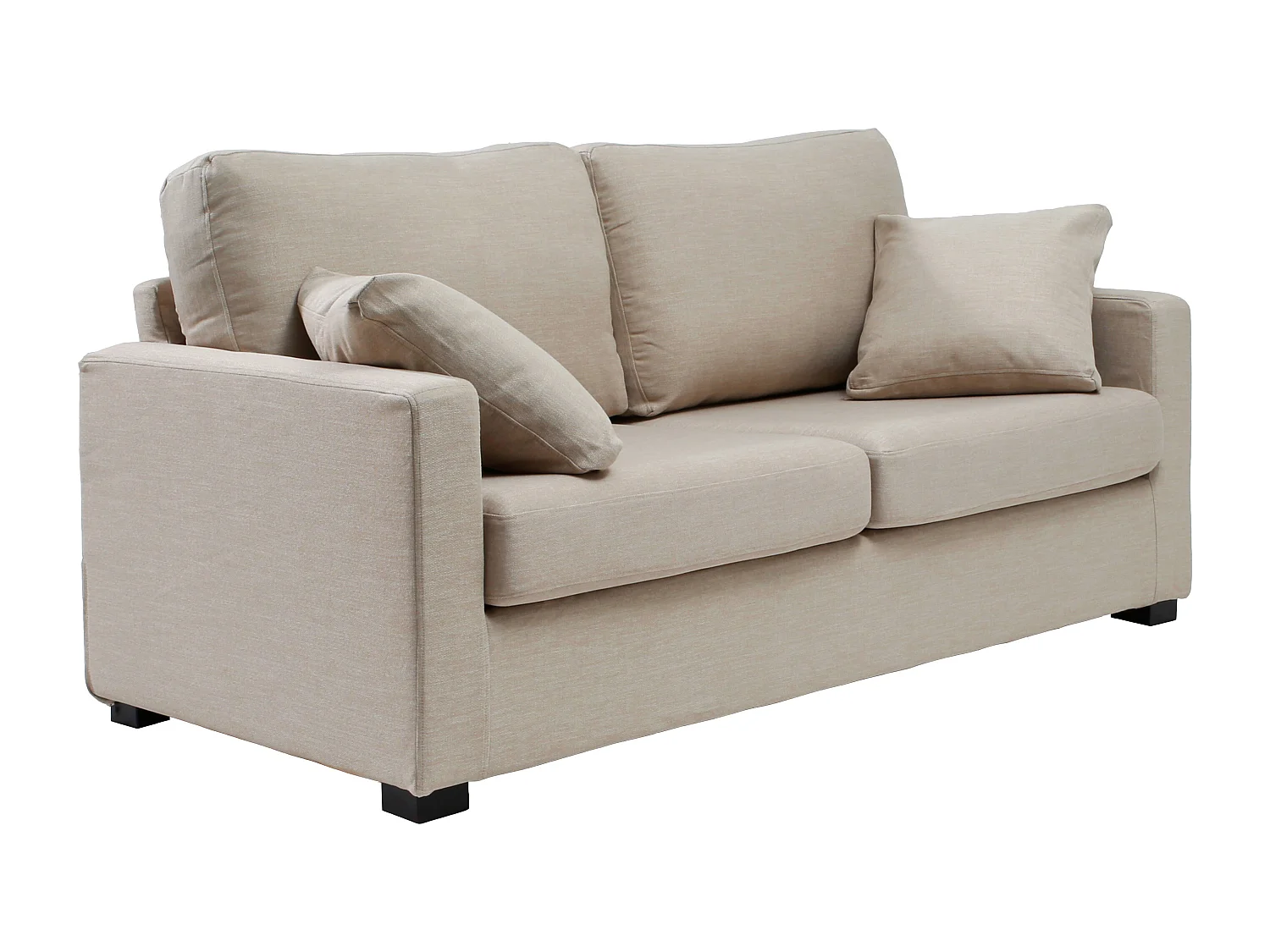 Convertible 6 cm lattes canapé 3 pl LYS 175 cm tissu Tradition Beige - Fab. France