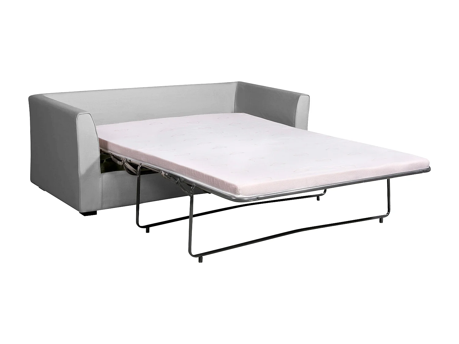 Convertible 6 cm lattes canapé 3 pl ESCAUT 185 cm tissu Tradition Gris Clair - Fab. France