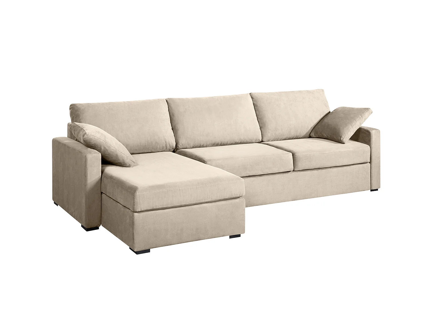Canapé d'angle convertible 14 cm LYS 260x160 cm Tradition Beige - Fab. en France