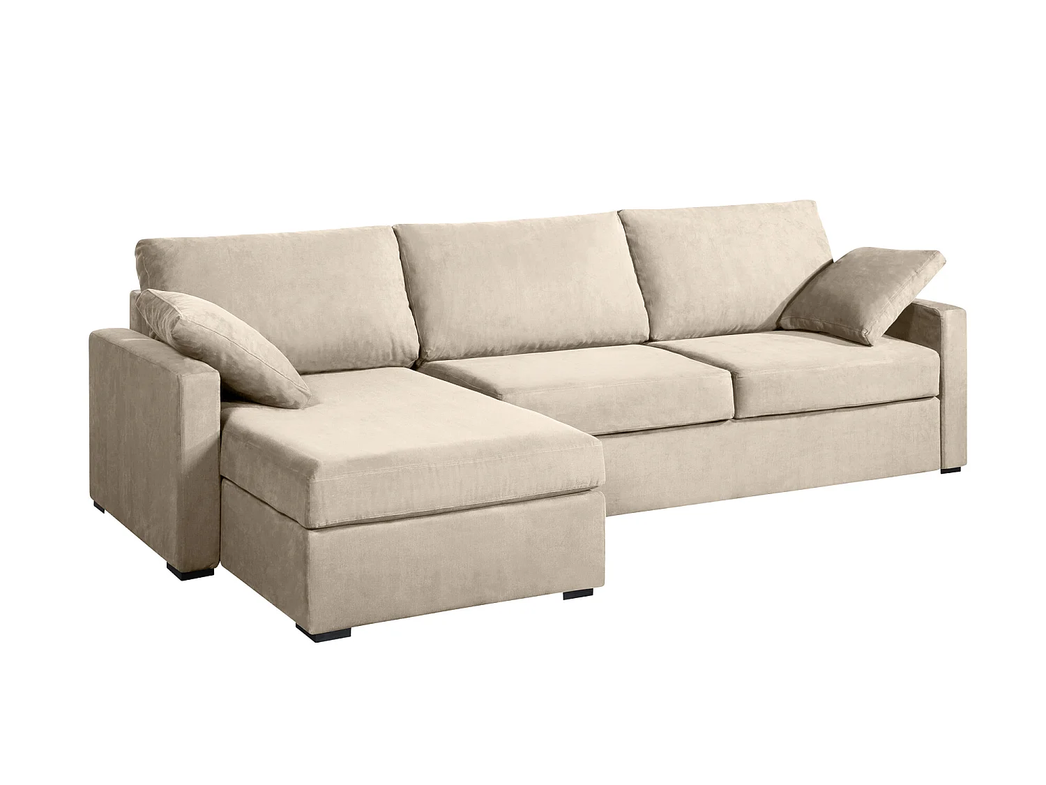 Canapé d'angle convertible 14 cm LYS 260x160 cm Tradition Beige - Fab. en France