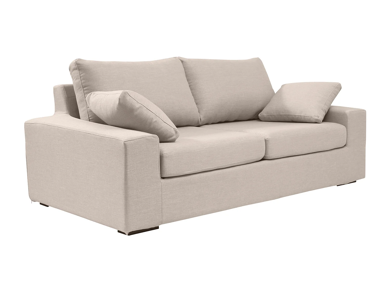 Convertible 6 cm lattes canapé 3 pl DEULE 193 cm tissu Tradition Beige - Fab. France