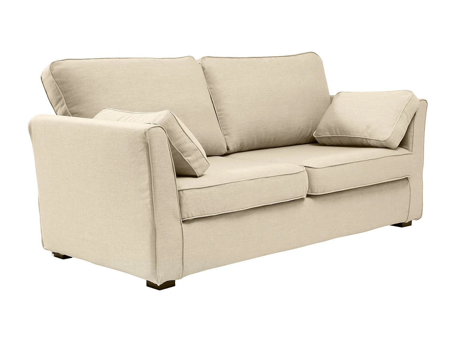 Convertible 6 cm lattes canapé 3 pl ESCAUT 185 cm tissu Tradition Beige - Fab. France