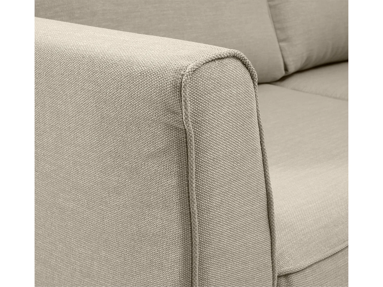 Convertible 6 cm lattes canapé 3 pl ESCAUT 185 cm tissu Tradition Beige - Fab. France
