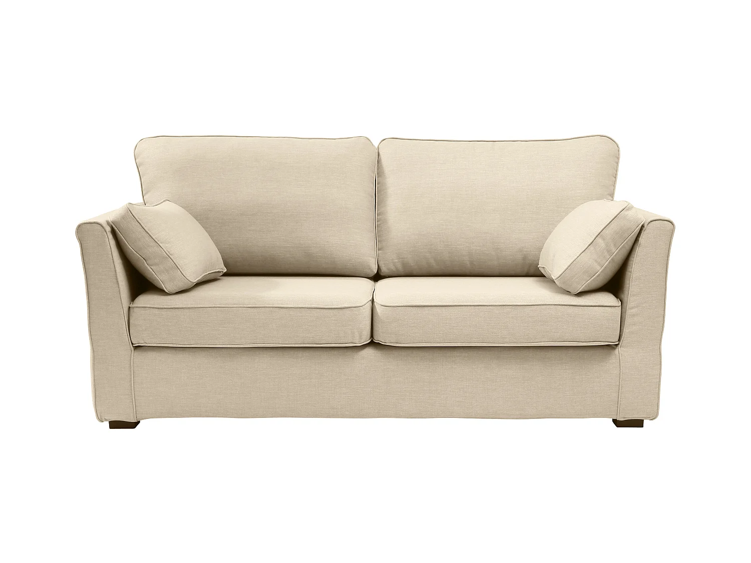 Convertible 6 cm lattes canapé 3 pl ESCAUT 185 cm tissu Tradition Beige - Fab. France
