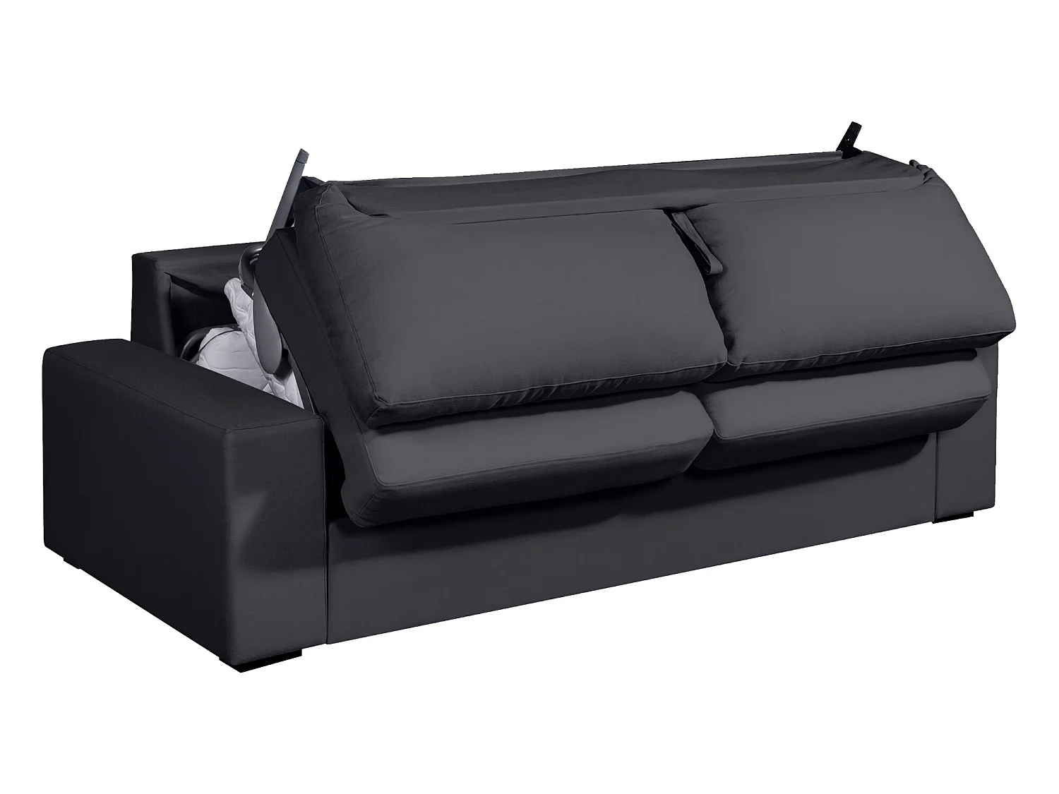 Convertible 14 cm HR 35kg/m³ canapé 3 pl DEULE 203 cm Tradition Anthracite - Fab. France