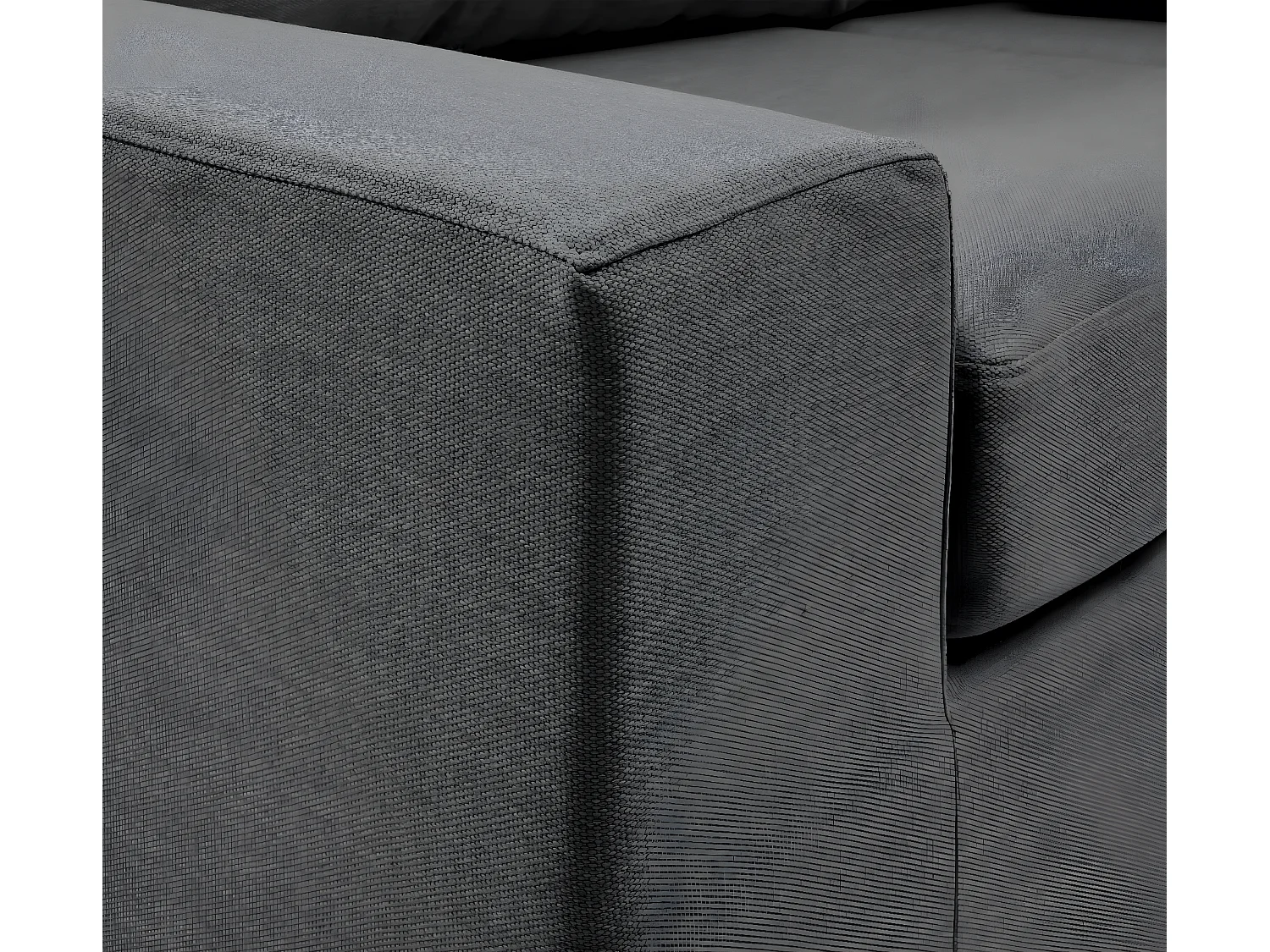 Convertible 14 cm HR 35kg/m³ canapé 3 pl DEULE 203 cm Tradition Anthracite - Fab. France